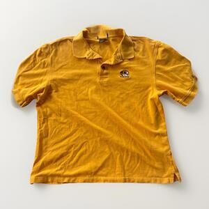 Vintage Mizzou Missouri Tigers Polo Shirt Mens L Yellow Black Athletic Football